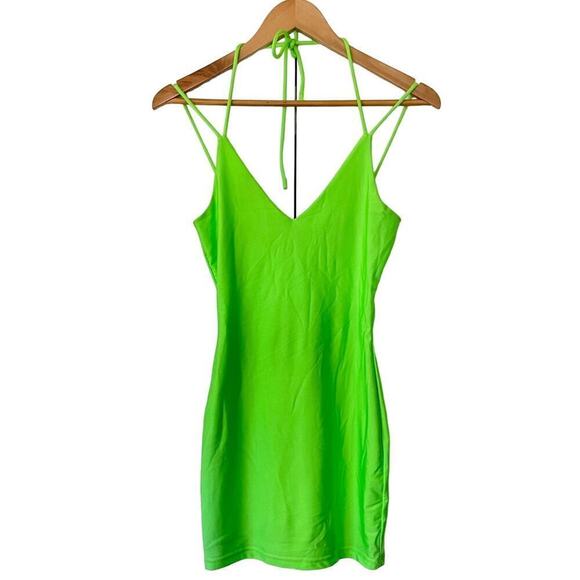 Superdown Neon Green Bodycon Spaghetti Strap Mini Party Dress • Size XS 🗣 - Picture 1 of 2